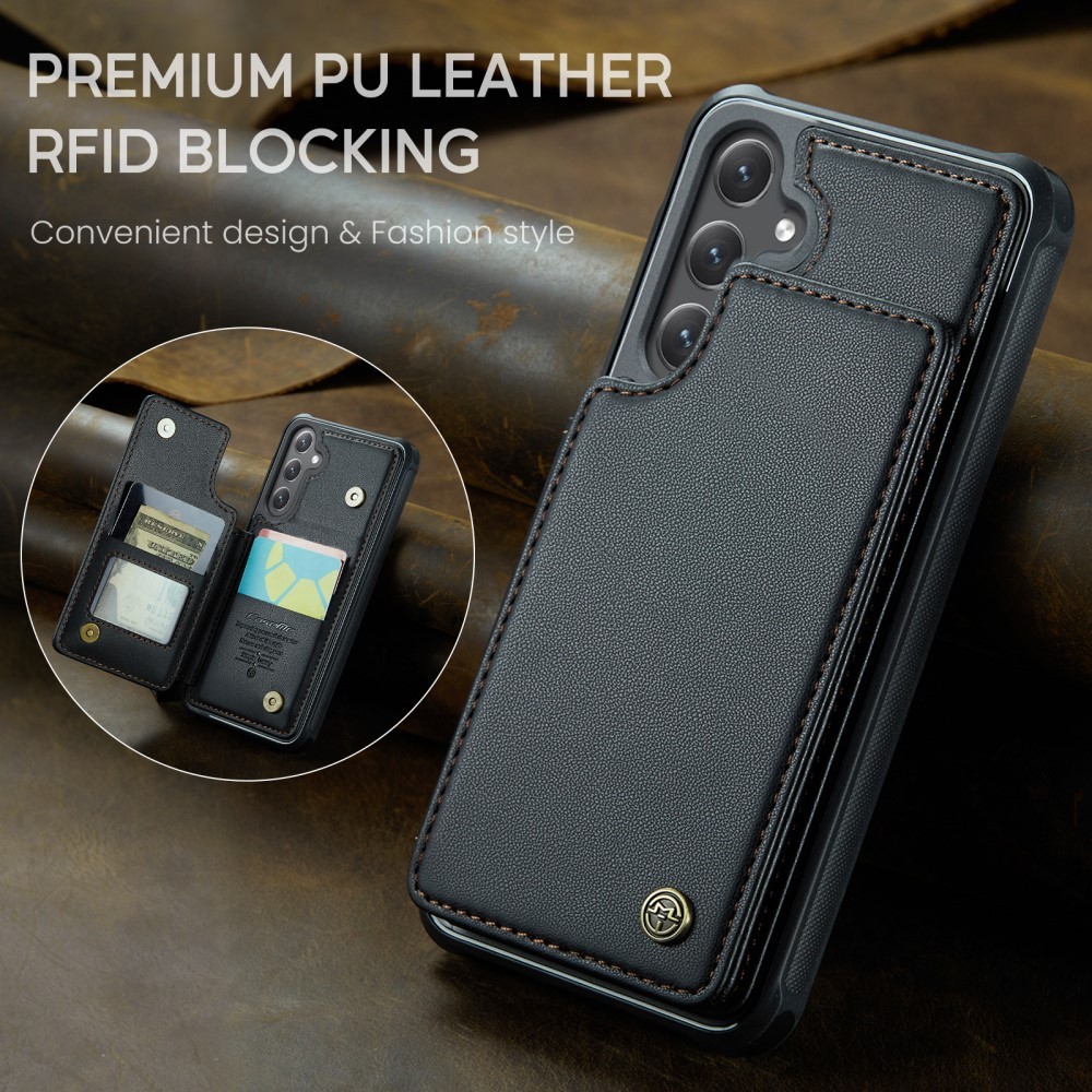 Compatible with Samsung Galaxy S25 Case with RFID Protection and Stand in Black - Image 5