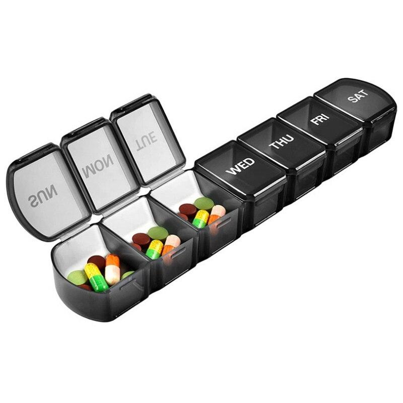 Week Medicine Dispenser with Large Compartments Black - Image 1