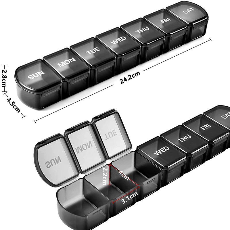 Week Medicine Dispenser with Large Compartments Black - Image 2
