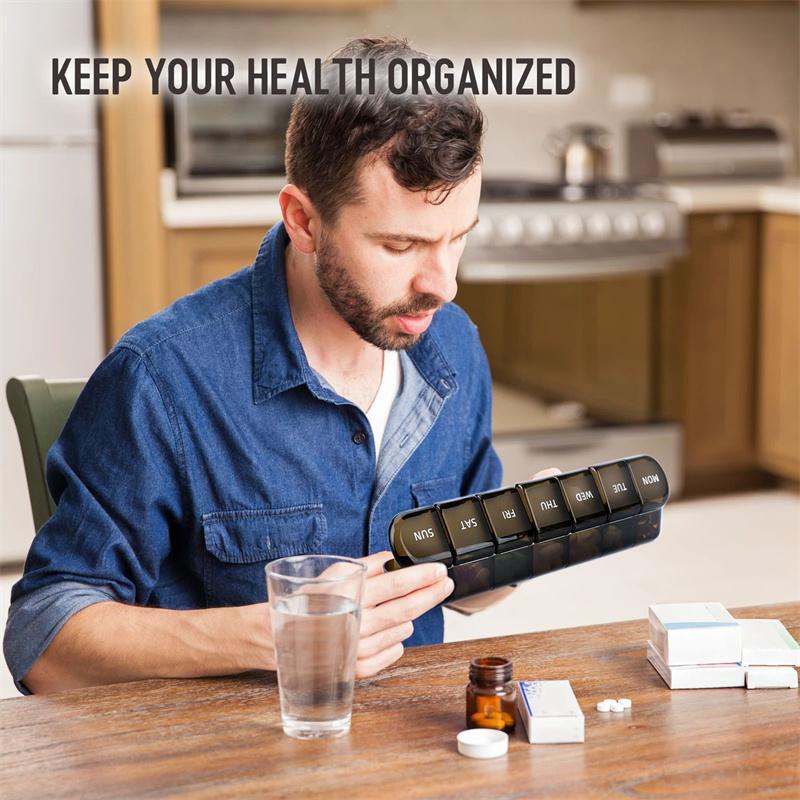 Week Medicine Dispenser with Large Compartments Black - Image 7