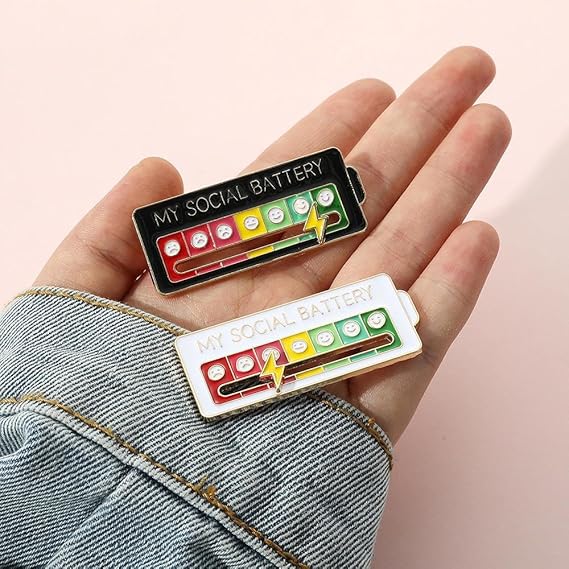 2 pcs MY SOCIAL BATTERY, Funny Social Mood Brooch Pin for 7 Days, Pin Funny Social Battery Brooch Badge Mood Pin Badge Cute - Image 6