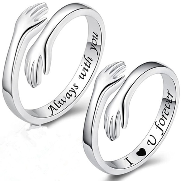 Compatible with S925 Sterling Silver Adjustable Hug Ring for Women and Teenage Girls - Image 1
