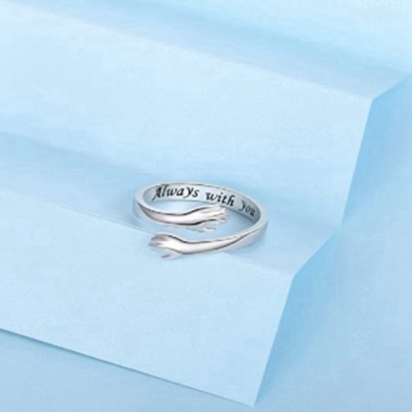 Compatible with S925 Sterling Silver Adjustable Hug Ring for Women and Teenage Girls - Image 2