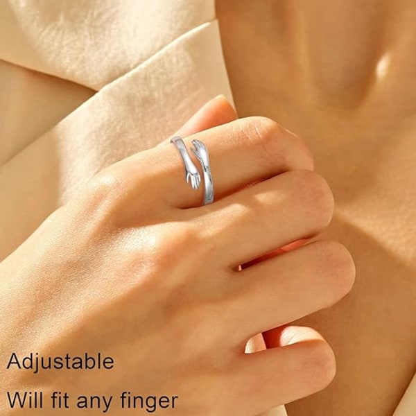 Compatible with S925 Sterling Silver Adjustable Hug Ring for Women and Teenage Girls - Image 3
