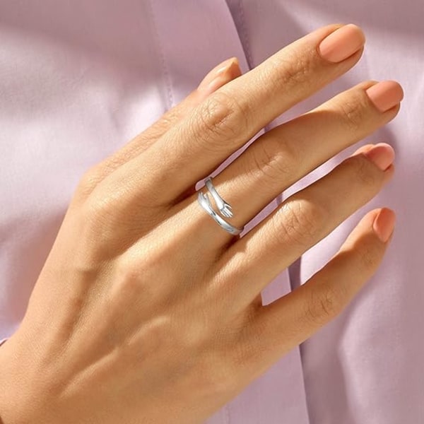 Compatible with S925 Sterling Silver Adjustable Hug Ring for Women and Teenage Girls - Image 4