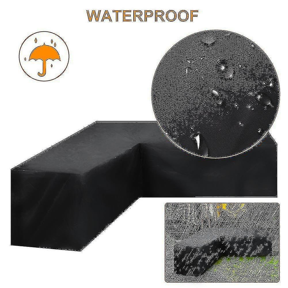 12 Sizes L-Shape All-Weather Cover Waterproof Rattan Corner Furniture Protector Garden Patio Outdoor Sofa Cover Dust Cover300*300*98cm - Image 3