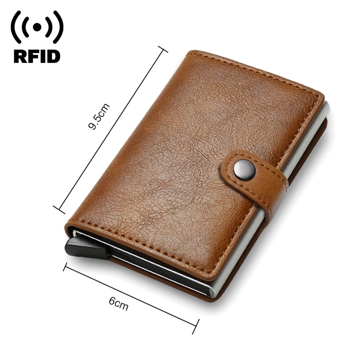 Carbon Fiber Credit Card Holder Wallet Men RFID Smart Metal Thin Slim Pop Up Minimalist Wallet Small Black Wallet Metal Vallet Blue - Image 4