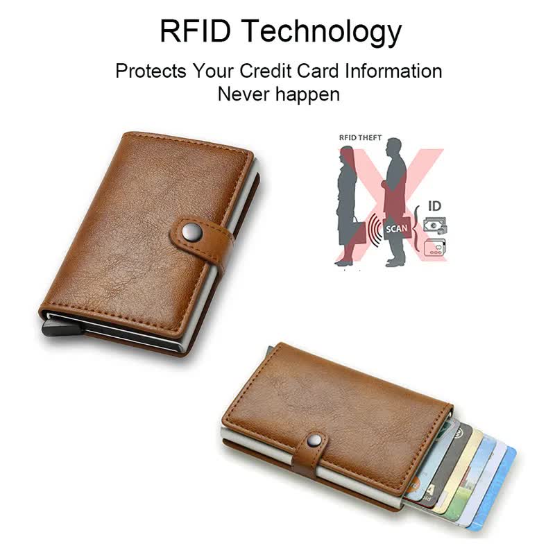 Carbon Fiber RFID Wallet for Men Metal Thin Slim Pop Up Minimalist Small Black Credit Card Holder Compatible with Most Cards - Image 5