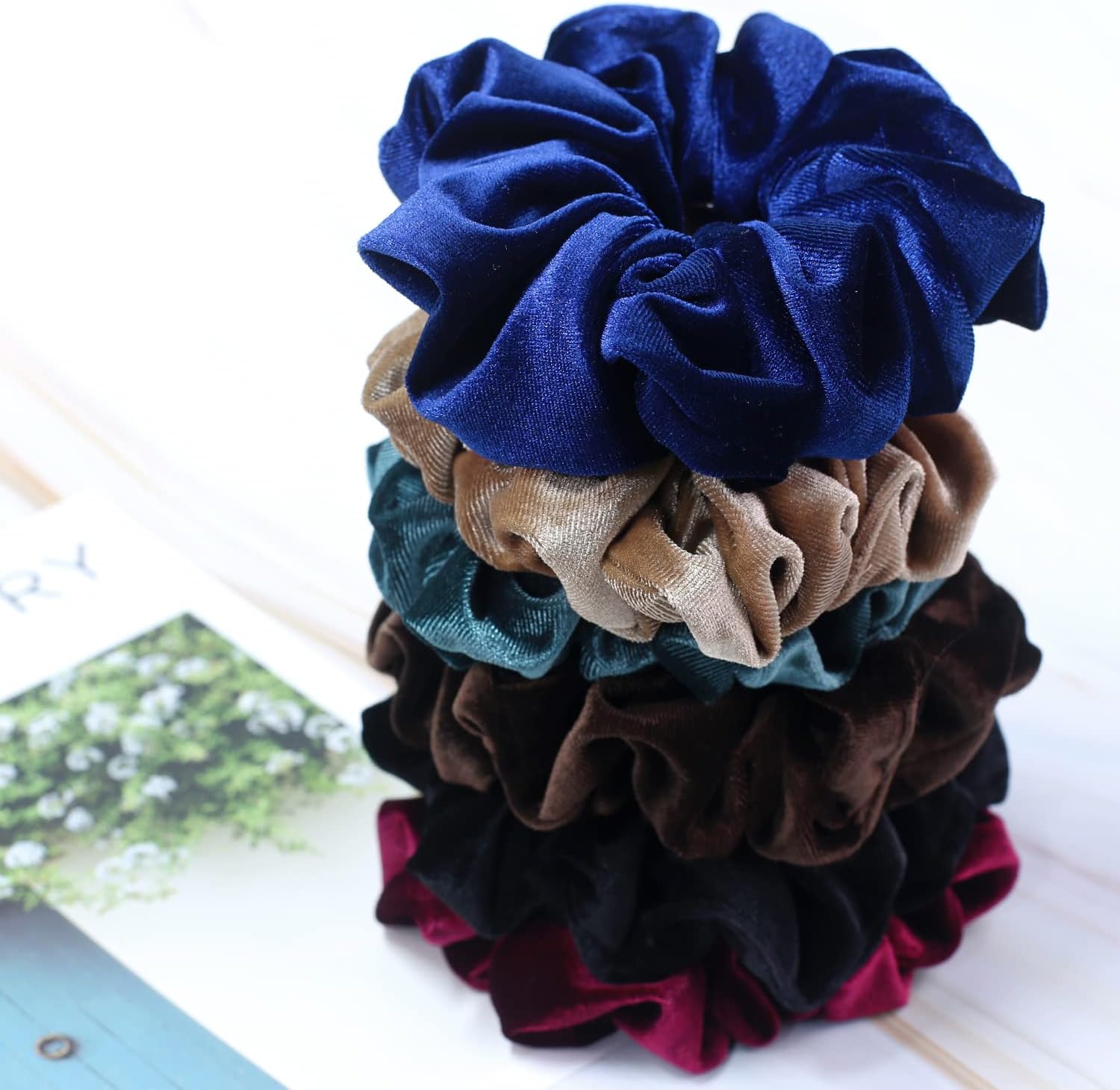 Velvet Scrunchie for Thick Hair Extra Large Soft Ponytail Holder 6 Pack - Image 2