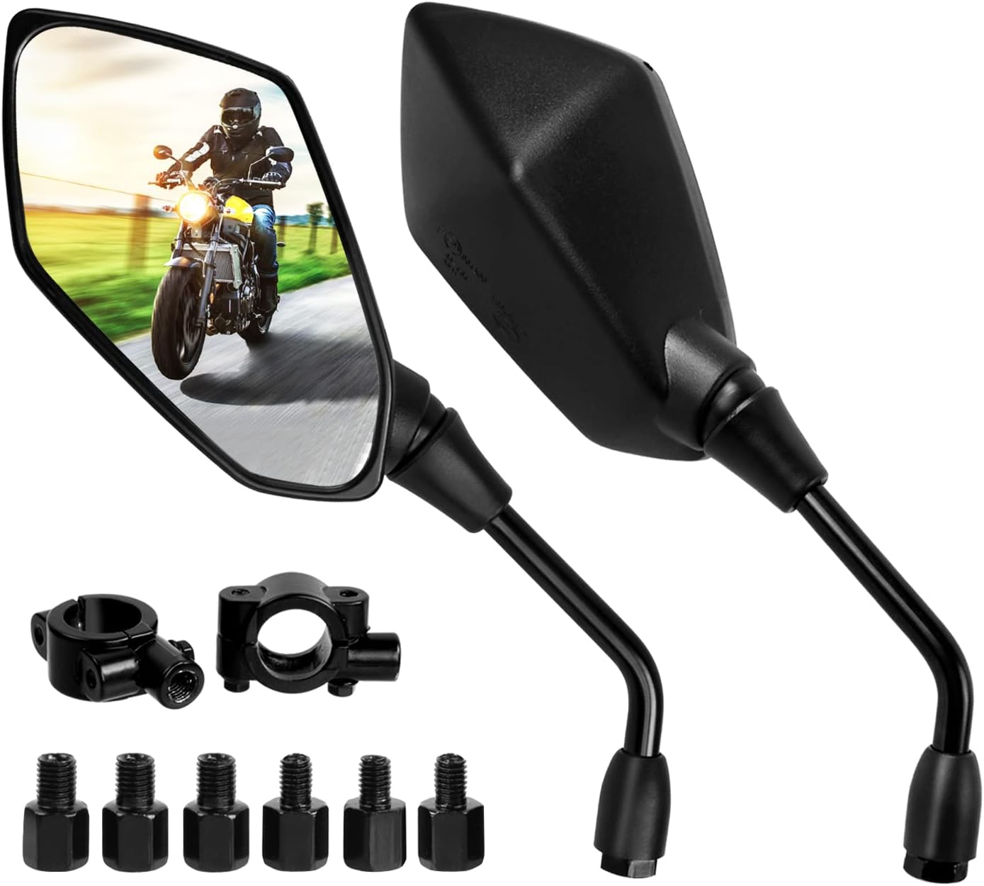 Motorcycle Rearview Mirrors Universal Pair Compatible with Motorcycles - Image 1