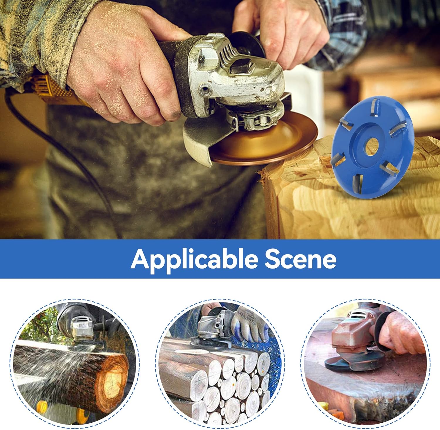 Wood router, wood milling, stump grinder angle grinder wood router 6 teeth chainsaw - Image 5