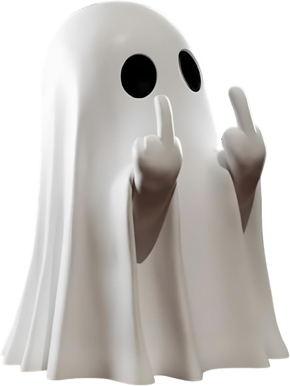 Funny Cheeky Halloween Ghost with Middle Finger Resin Statue Ornament Scary Sculpture - Image 1