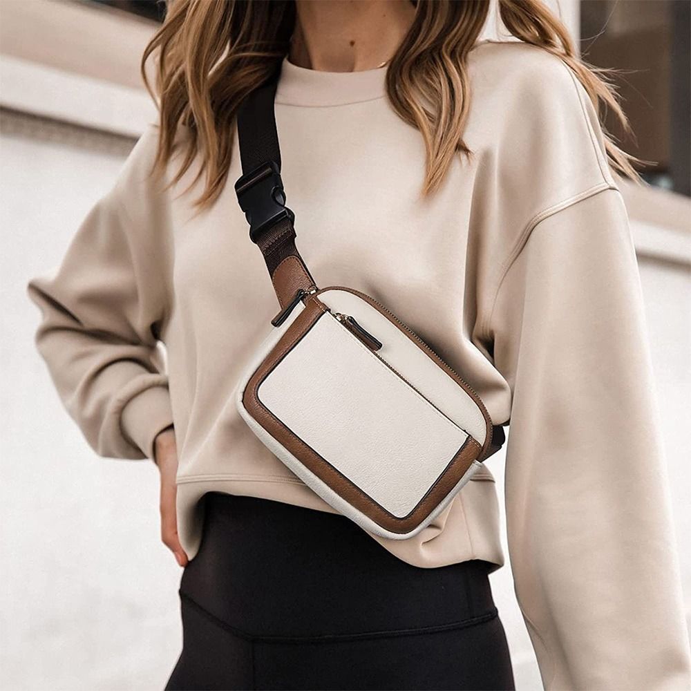 Women Black Crossbody Waist Bag PU Leather Belt Bag Travel Bag - Image 3