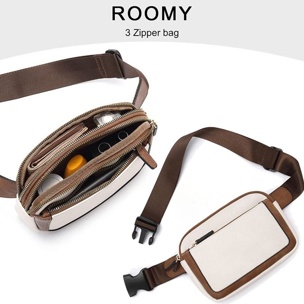 Women's Brown PU Leather Crossbody Waist Belt Bag Travel Fanny Pack - Image 8