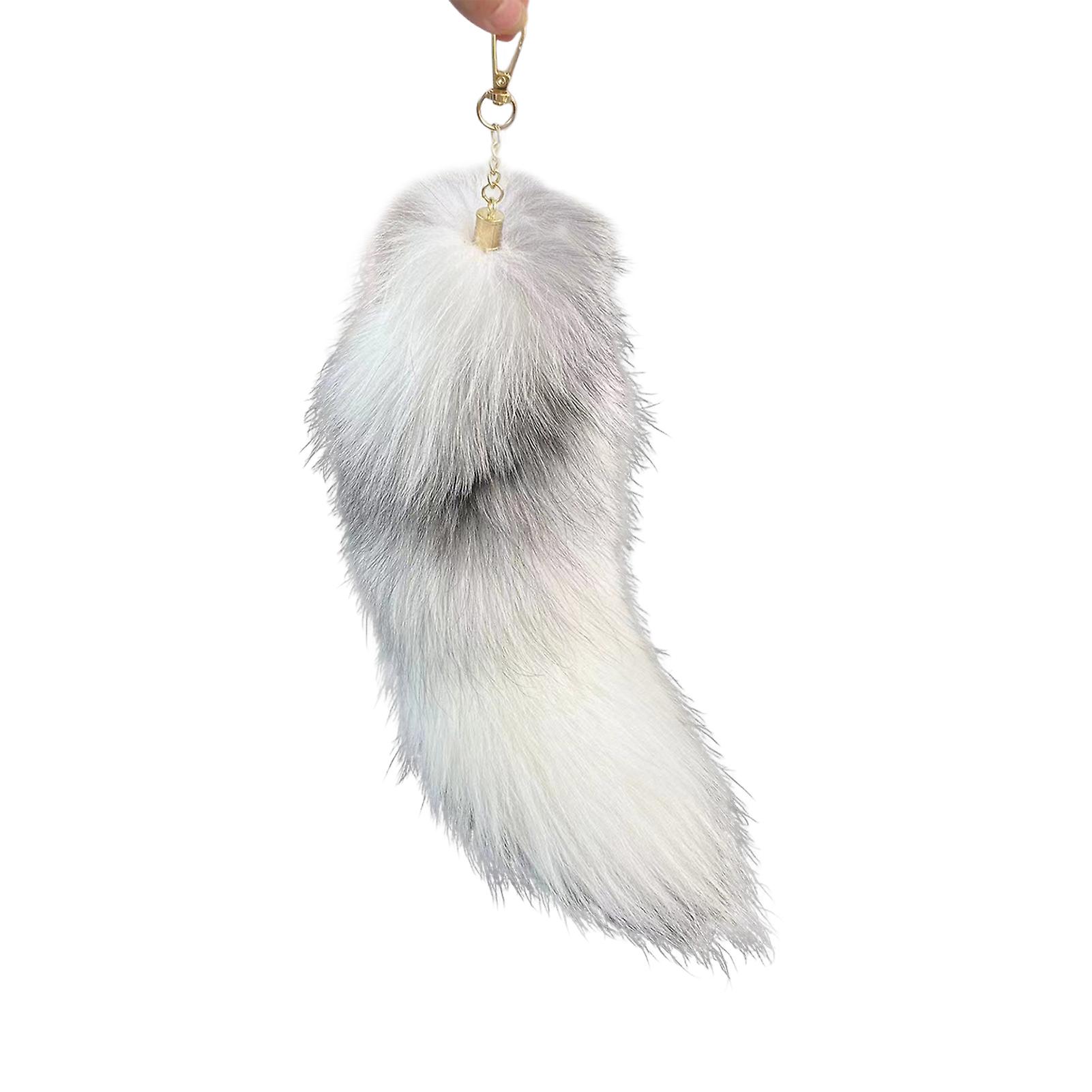 Fake Raccoon Tail Keychain Soft Artificial Fur Tail Pendant Decorative Raccoon Tail Keychain Backpack Key Ring Ornament Bag Decoration - Image 1