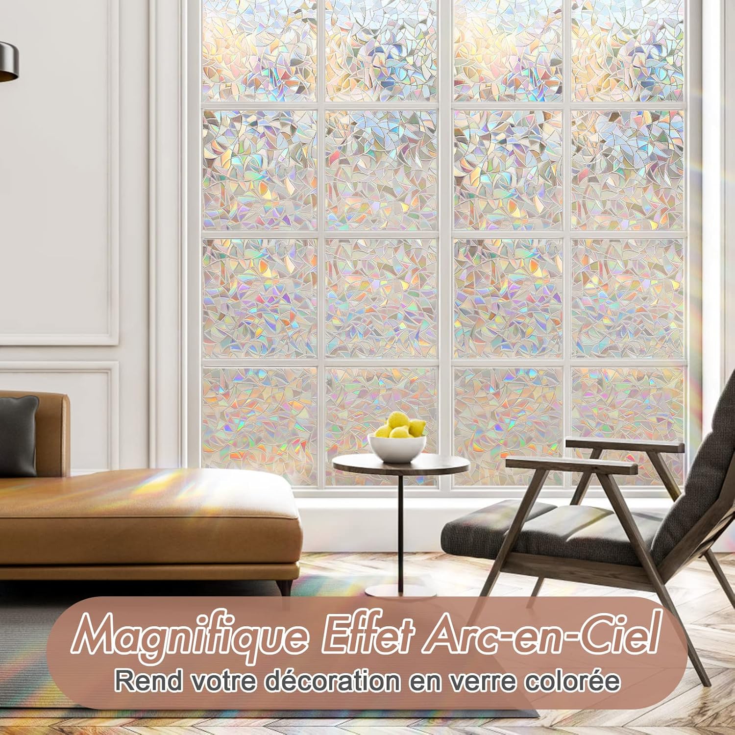 Electrostatic Window Film Anti Glare Anti UV 45x200cm Rainbow 3D Decorative - Image 2