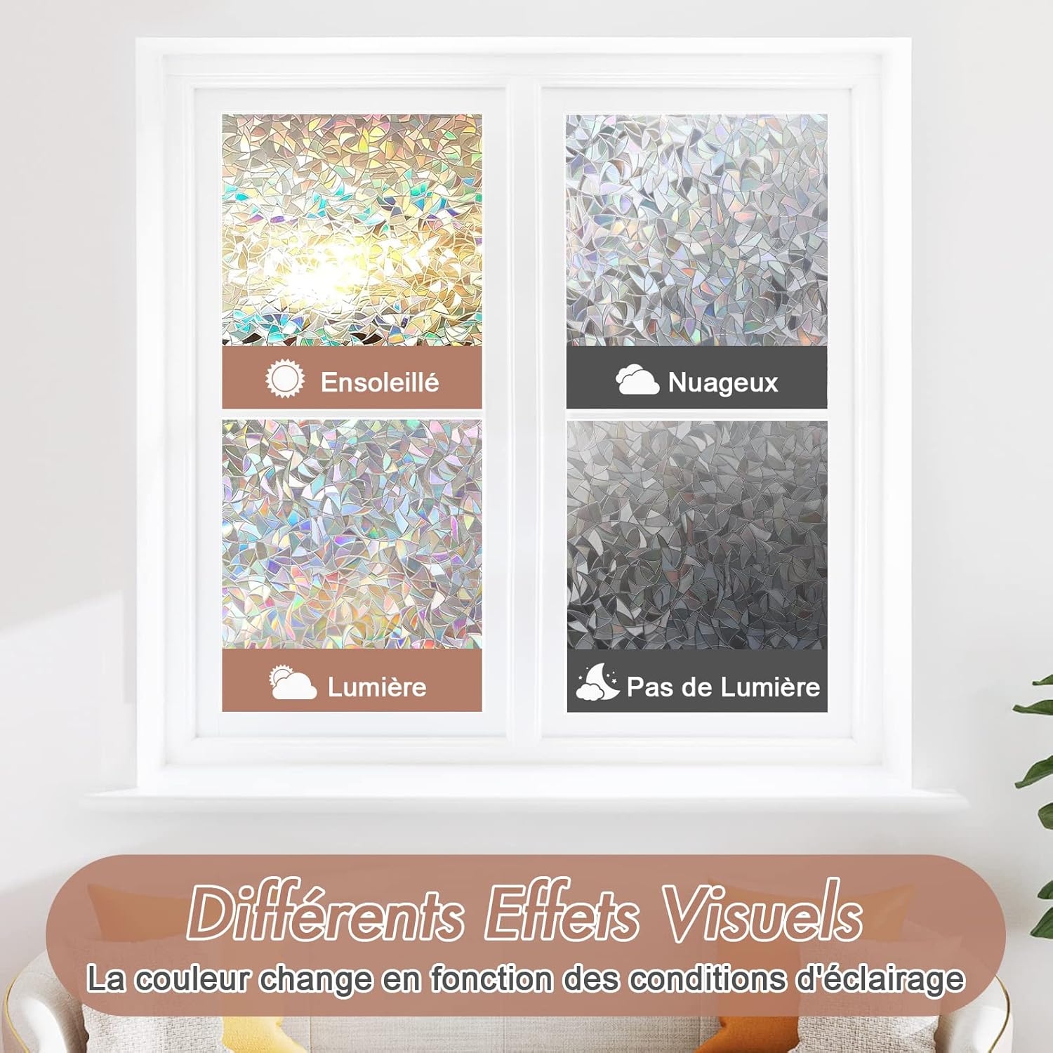 Electrostatic Window Film Anti Glare Anti UV 45x200cm Rainbow 3D Decorative - Image 4