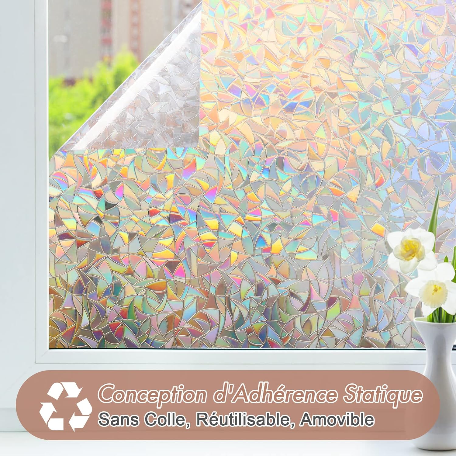 Electrostatic Window Film Anti Glare Anti UV 45x200cm Rainbow 3D Decorative - Image 5