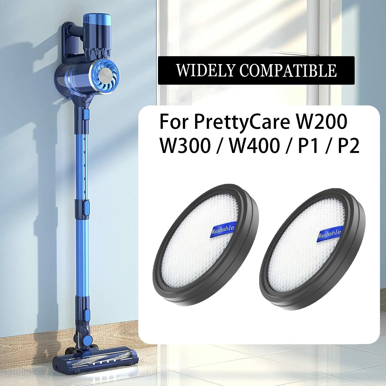 x Replacement Filter for PrettyCare W200/W300/W400/P1/P2 Vacuum Cleaner, Washable. - Image 2