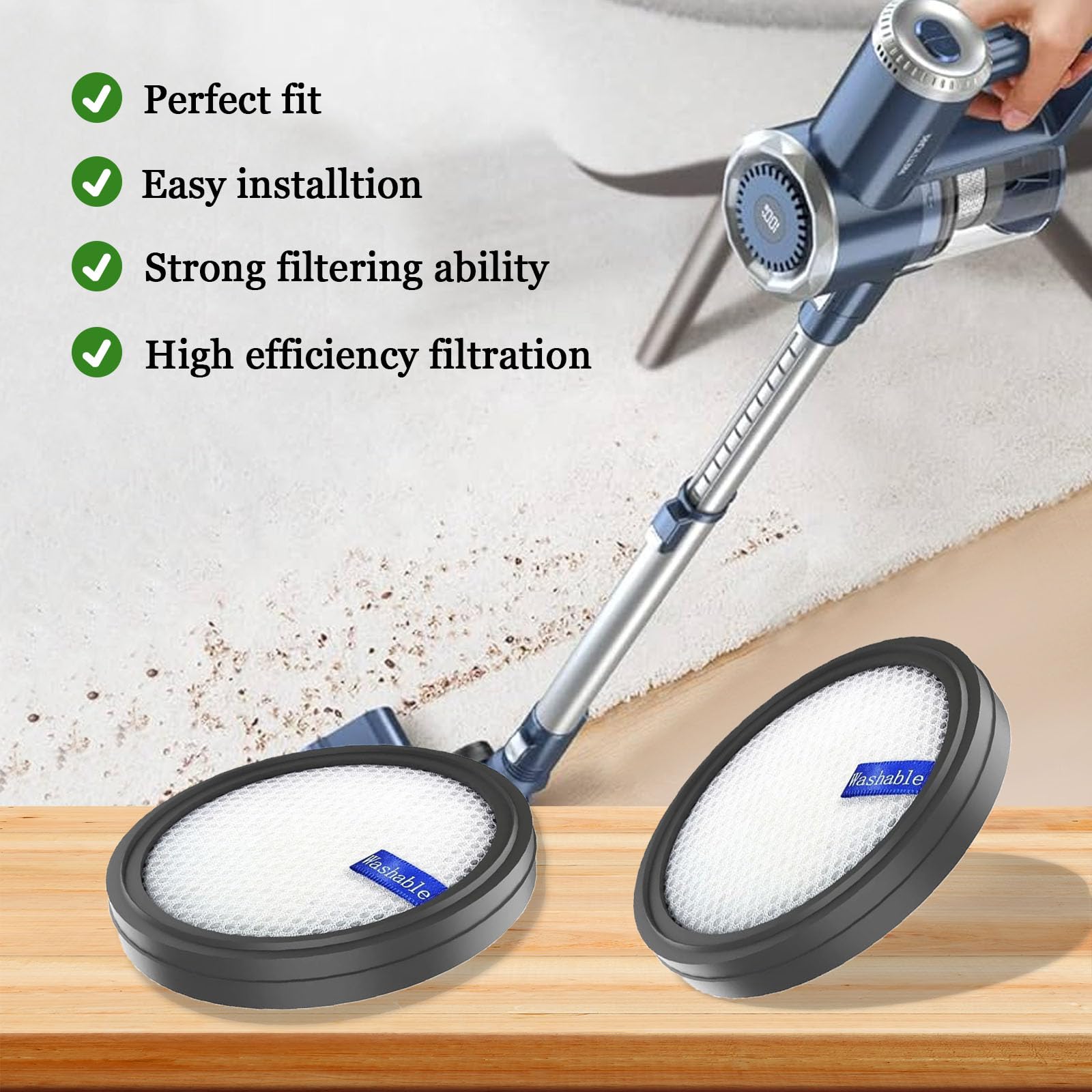 x Replacement Filter for PrettyCare W200/W300/W400/P1/P2 Vacuum Cleaner, Washable. - Image 3