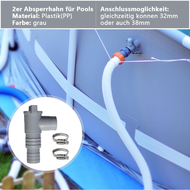 Pool Shutoff Valve 32mm Hose Connection 2-Pack Double Split Pool Maintenance Valve - Image 5