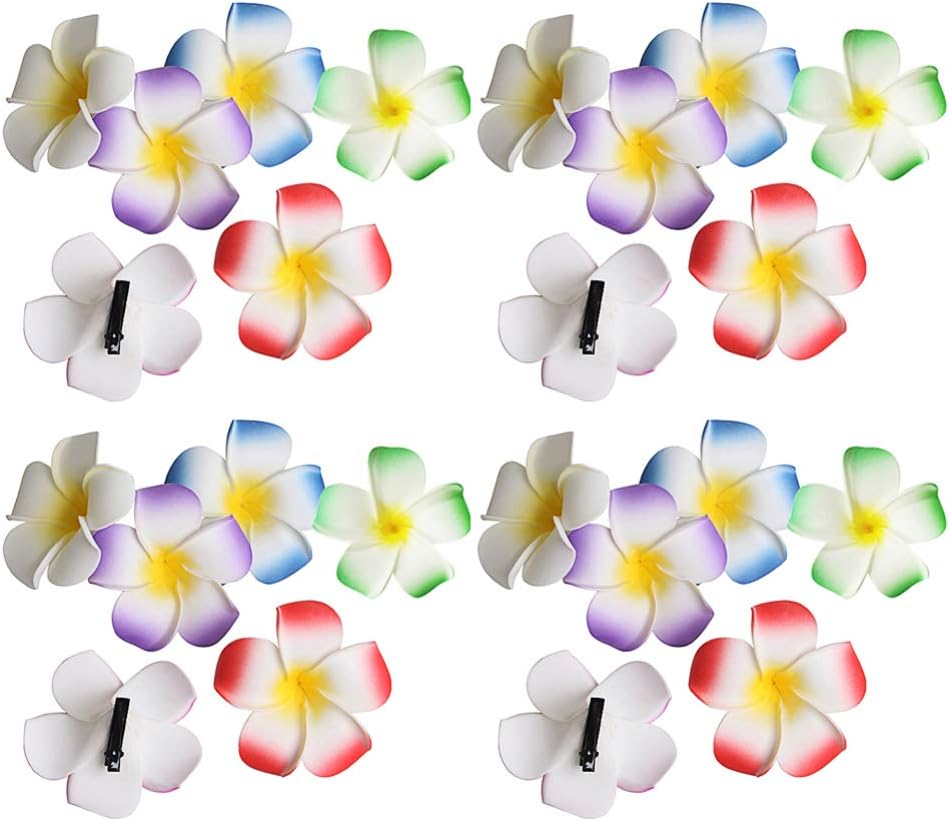 24pcs Flower Hair Clips, Hawaiian Plumeria Flowers, Plumeria Hibiscus Barrettes, Wedding Party, Beach Hair Clips for Women and Girls - Image 2