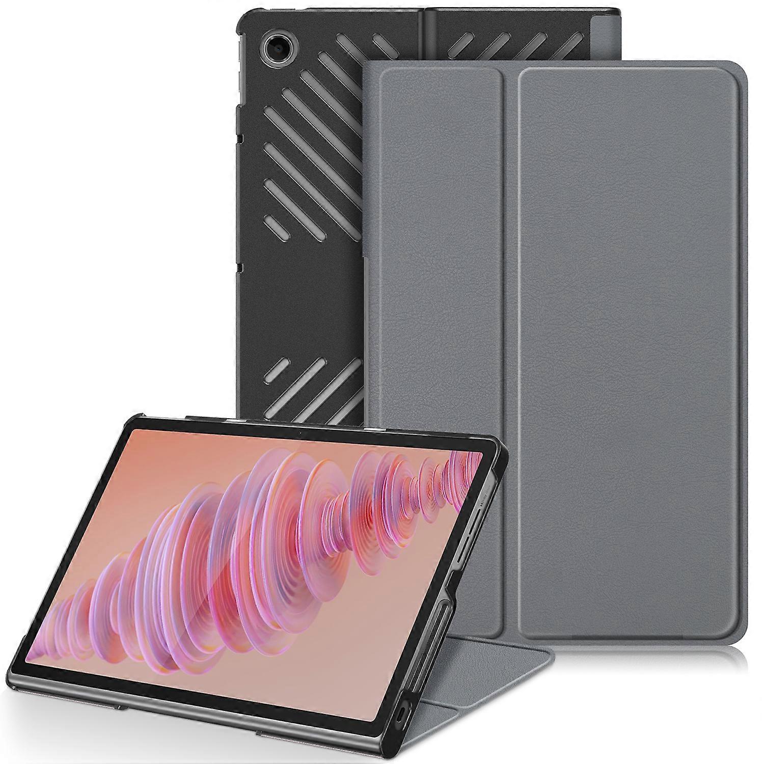 Heat Dissipation Protective Stand for Lenovo Tab Plus 11.5 inch TB351FU Tablet in Leather Grey - Image 1