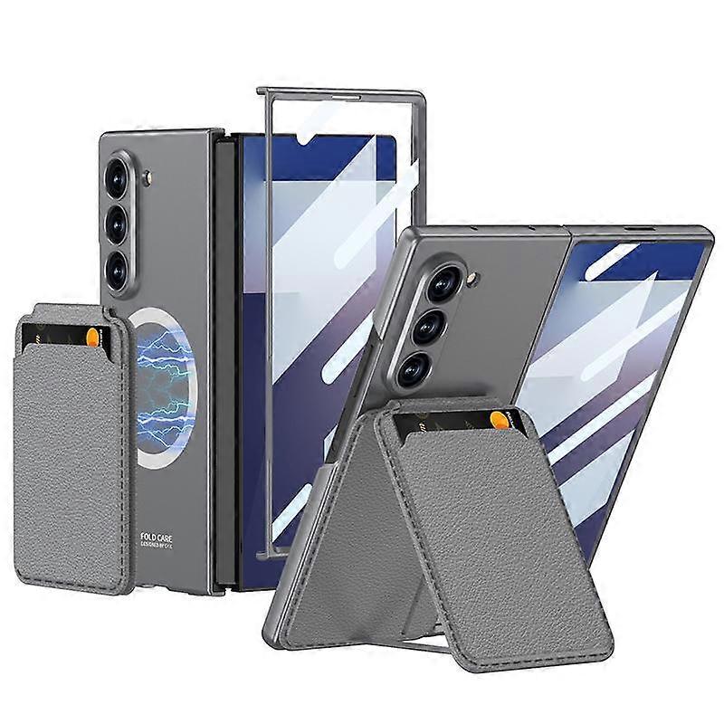 Magnetic Card Slot Case For Compatible with Samsung Galaxy Z Fold7 5G Samsung Grey - Image 1
