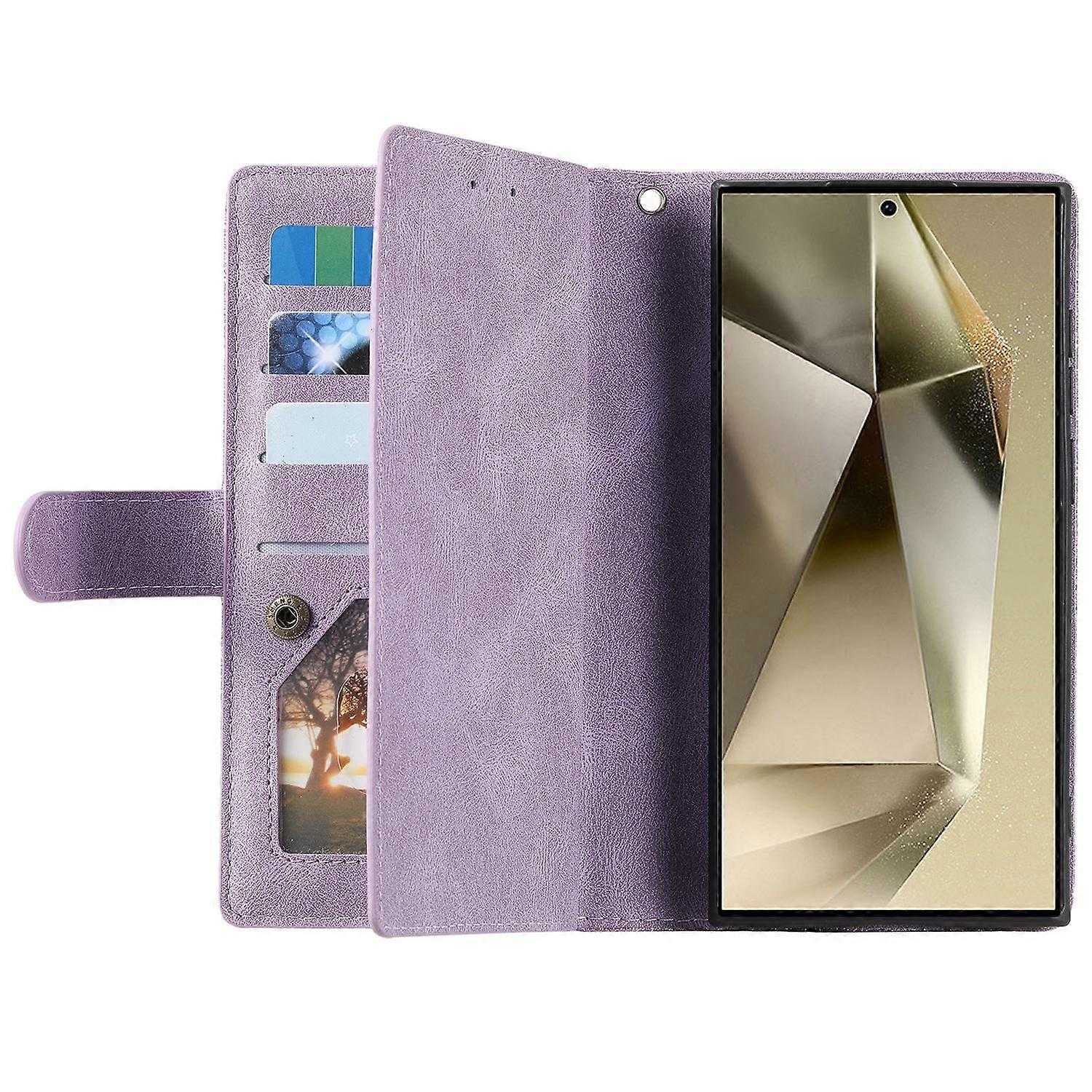 Compatible with Samsung Galaxy S25 Ultra Case PU Leather Wallet Cover with Zipper and 9 Card Slots - Image 2