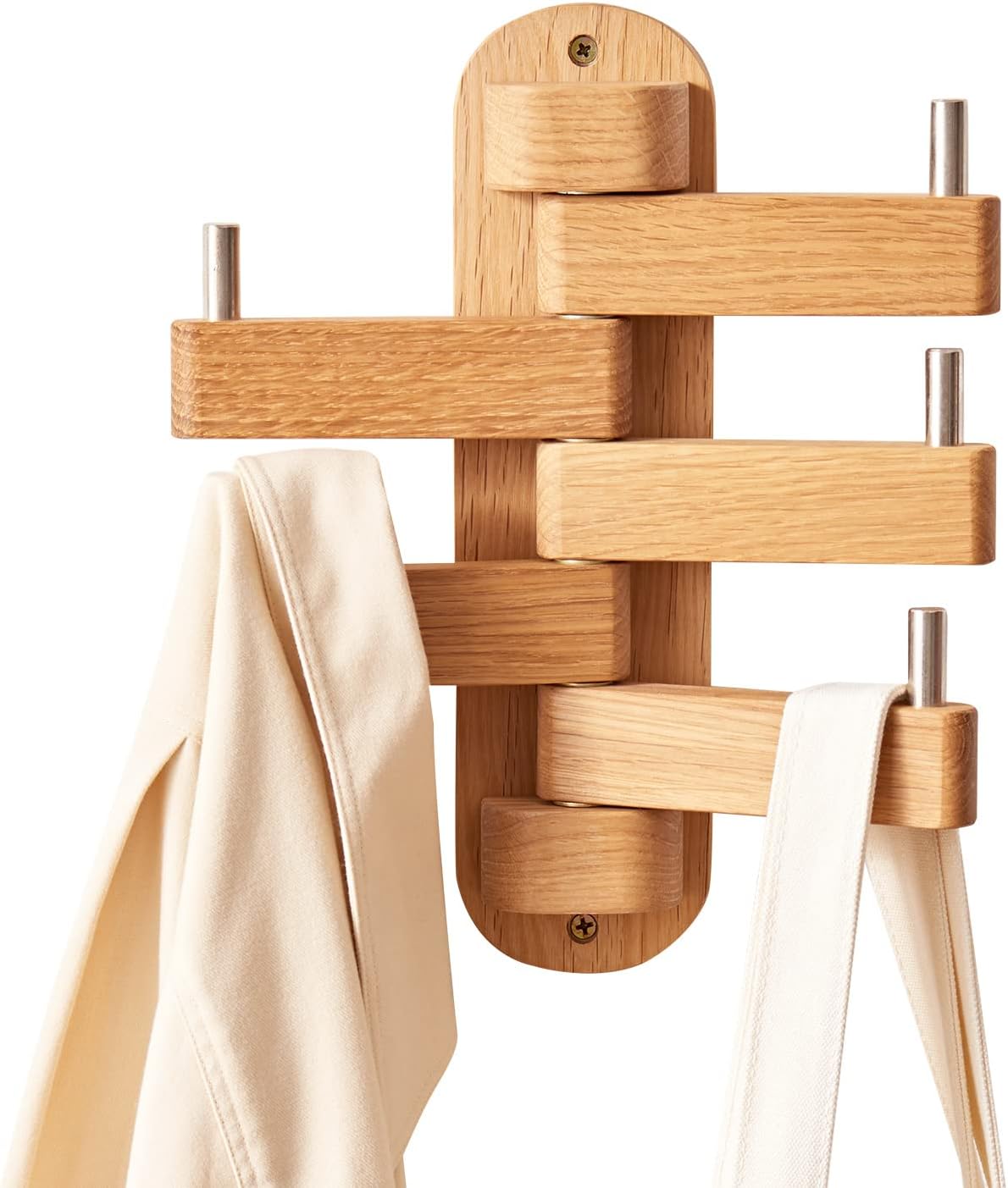 Oak Coat Rack, Wooden Wall Mounted Coat Rack for Entryway, Living Room, Bedroom, Bathroom - Image 1