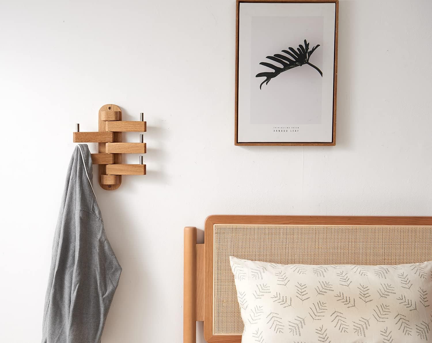 Oak Coat Rack, Wooden Wall Mounted Coat Rack for Entryway, Living Room, Bedroom, Bathroom - Image 5