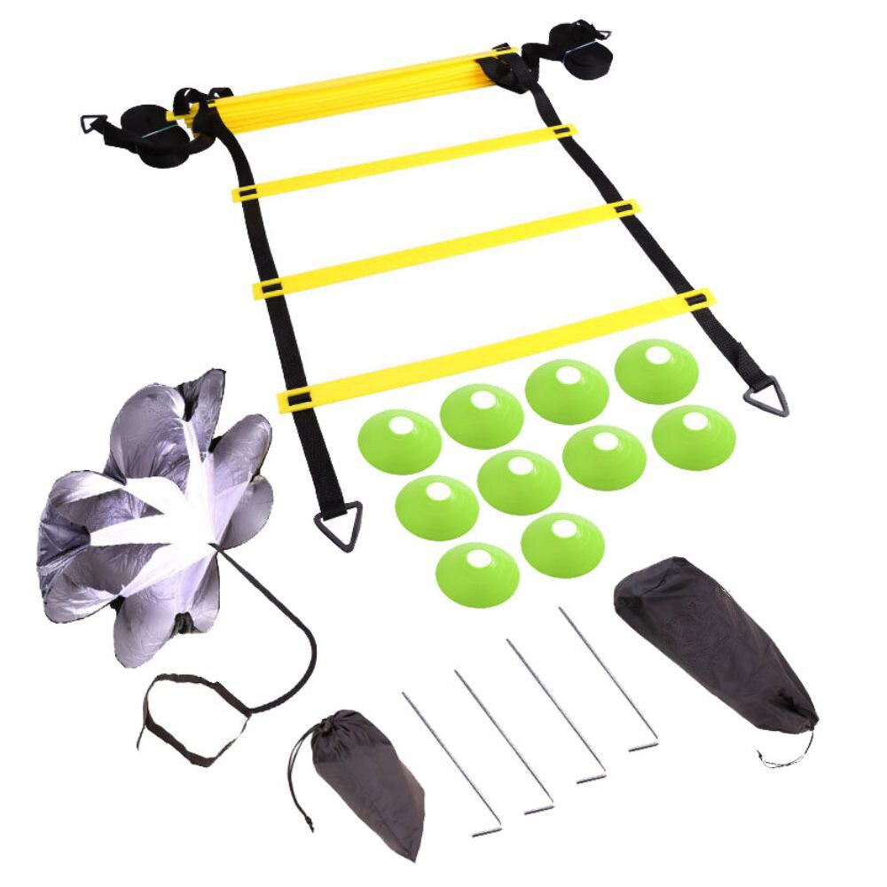Football Speed and Agility Training Equipment 18-Piece Set with Ladders, Cones, Parachute - Image 1