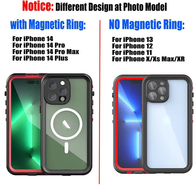 IP68 Waterproof Case for iPhone 15 14 13 12 11 Pro Max XS Max XR 7 8 RedPepper Transparent Protection Diving Underwater Swimming Outdoor Sports Black Black i-Phone 14 Pro - Image 6