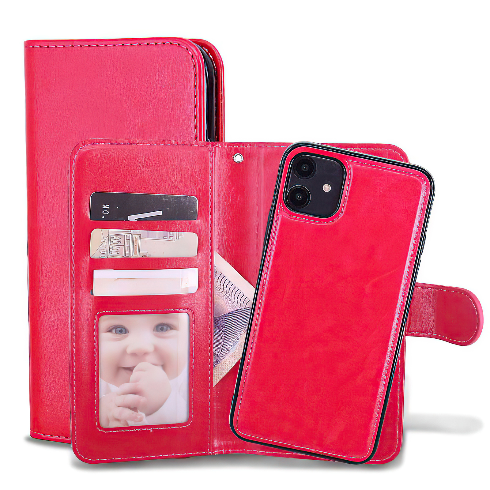 iPhone 12 - Leather Case / Protection Pink - Image 8