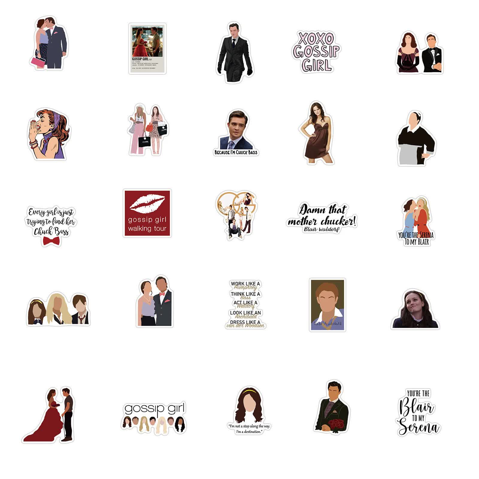 50pcs Gossip Girl Blair Serena Chuck Dan TV Quotes Scrapbook Graffiti Stickers - Image 3