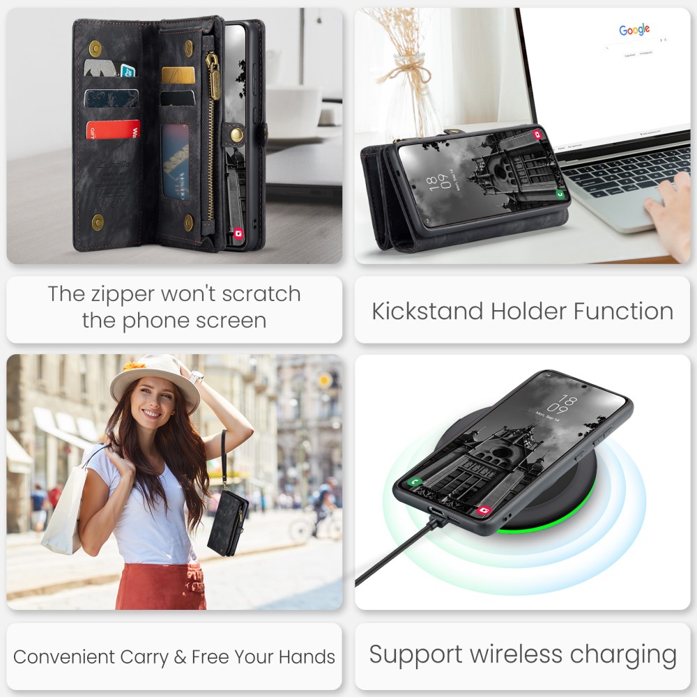Galaxy S25 Wallet Case with Multi-Slot 2-in-1 Design Black Slim Protective Cover with Card Holder for Compatible with Samsung S25 - Image 7