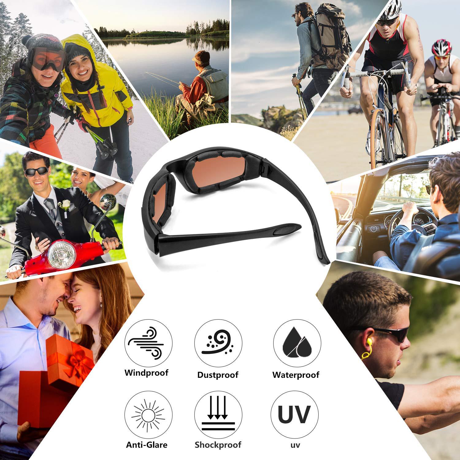 Compatible with Oral-B Cycling Glasses Windproof Desert Dustproof Sports Built-in Foam Goggles 3 Pcs - Image 4