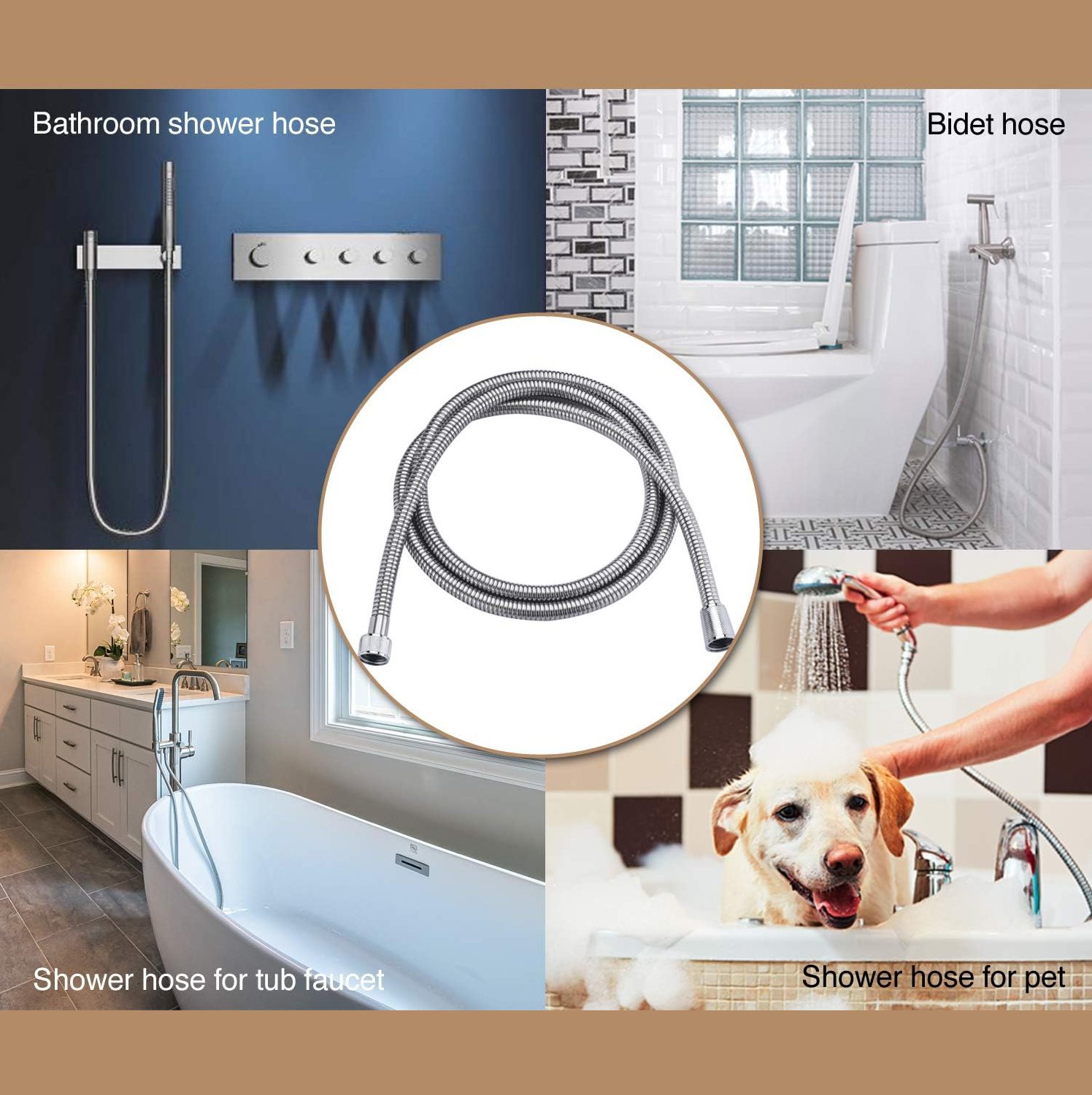 3m Stainless Steel Shower Hose Silver - Image 4