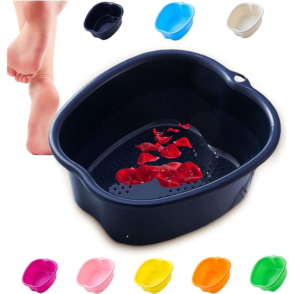 Large Foot Bath Bowl Thickened Solid Plastic Foot Basin Soaking Basin Foot Bath Foot Bath Foot Therapy Healthy Detoxification Relaxation (Black) black - Image 1