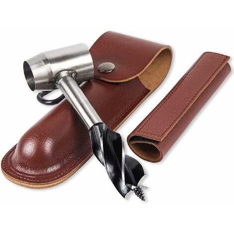 Hand Drill for Woodworking with Leather Case Compatible with Bushcraft Settlers Tools Outdoor Woodworking Drill for Holes and Plugs - Image 1