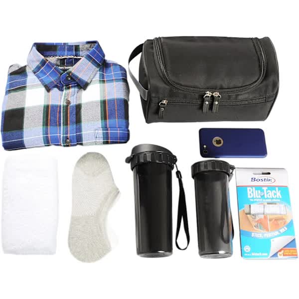 Men's Small Travel Toiletry Bag Black for Shaving Shower Hygiene Items - Image 4