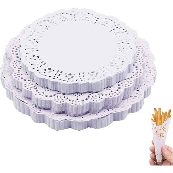 White Lace Paper Cake Doilies 300 Sheets Round - Image 1