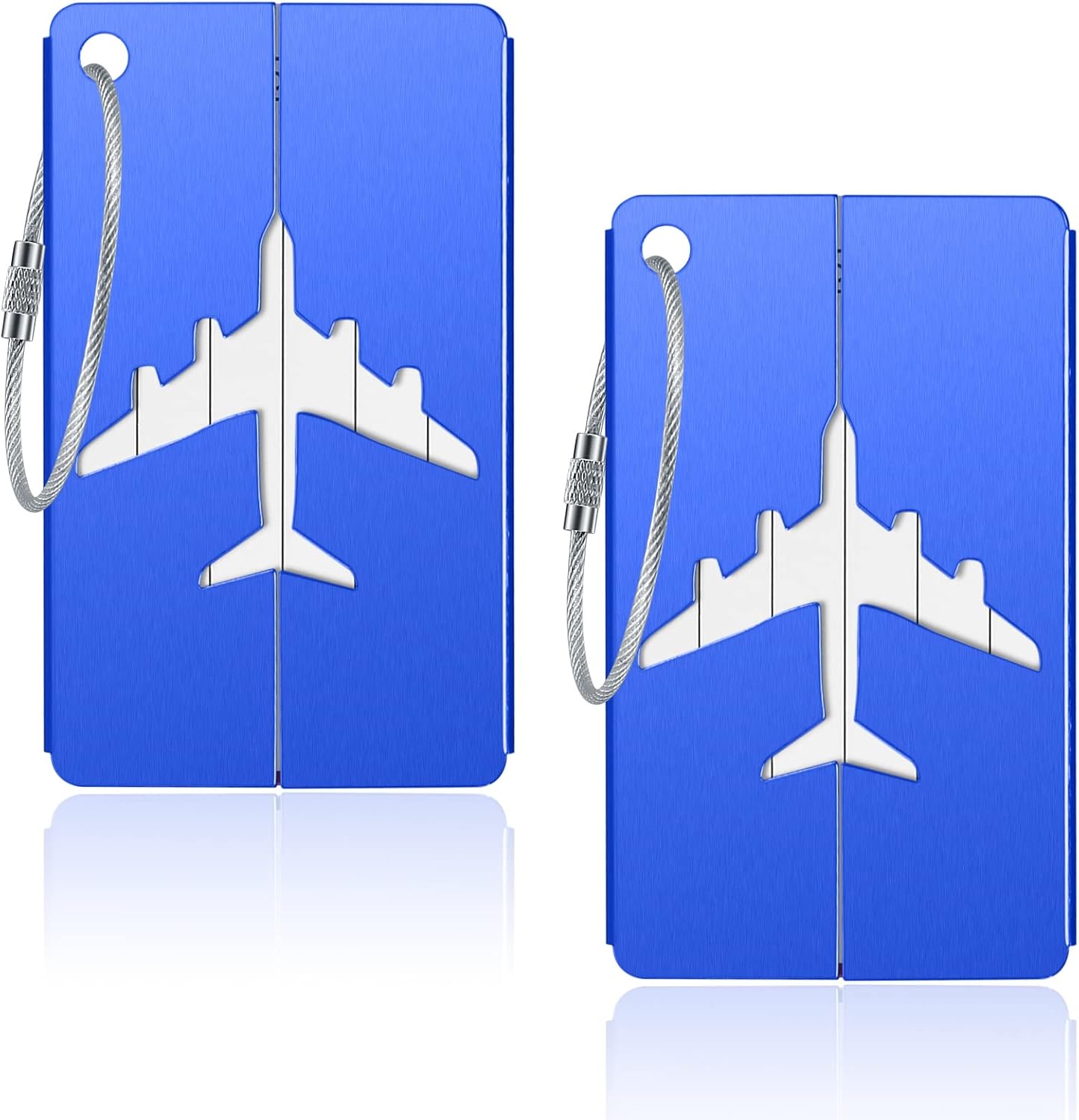 Luggage Tags 2 Pcs Aluminum Metal Suitcase Labels with Name ID Address Card - Image 1
