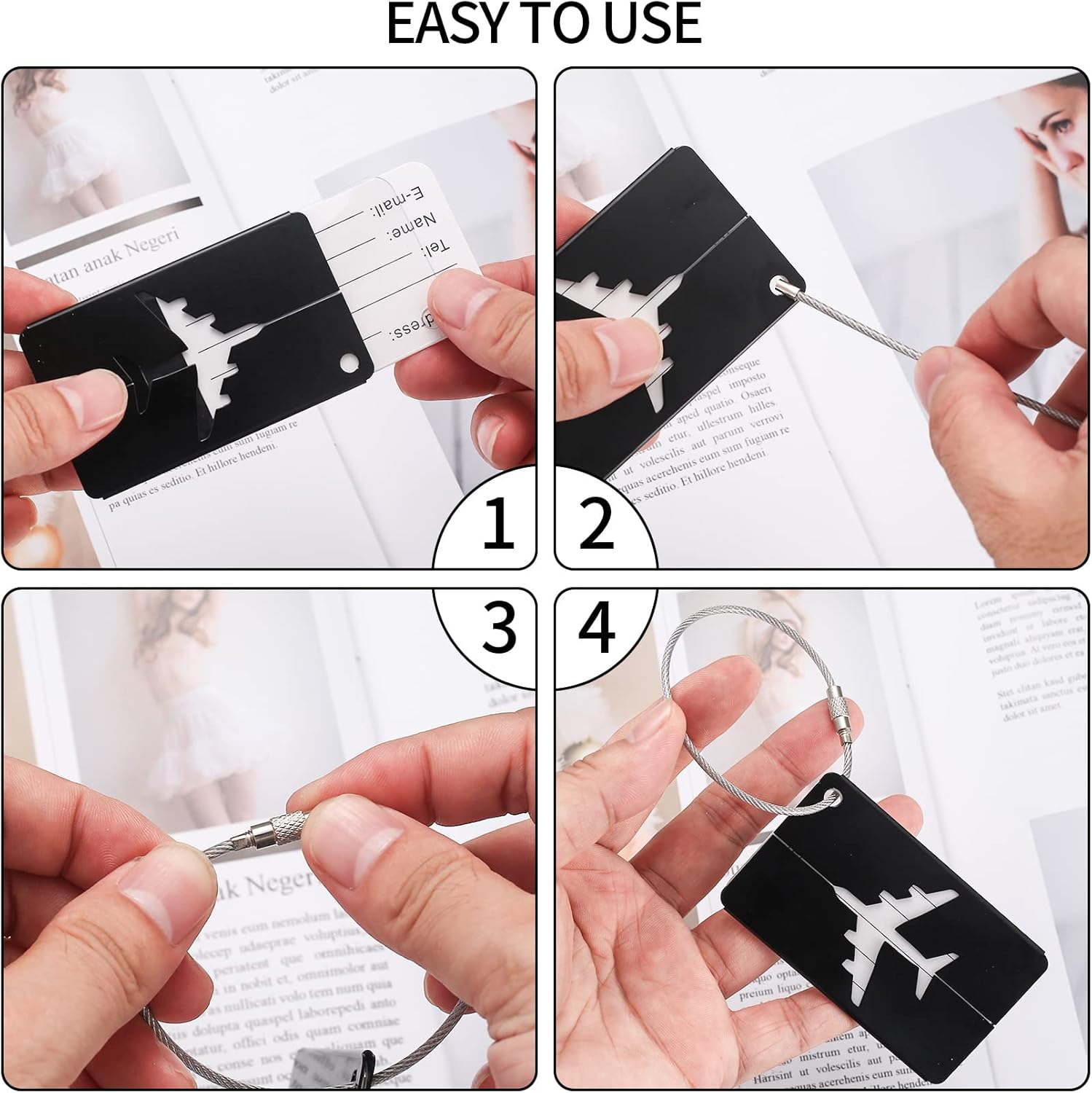 Luggage Tags 2 Pcs Aluminum Metal Suitcase Labels with Name ID Address Card - Image 2