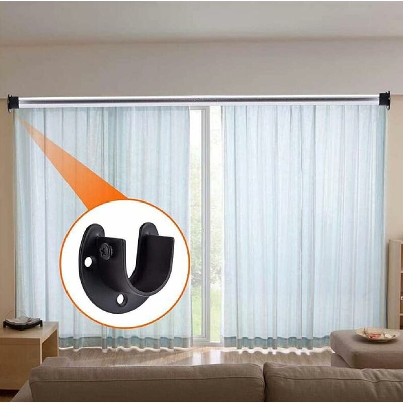 Wall Mounted Clothes Rod Holder for 1.26 Inch Diameter, Shower Curtain Rod Bracket, 2-Pack - Image 5