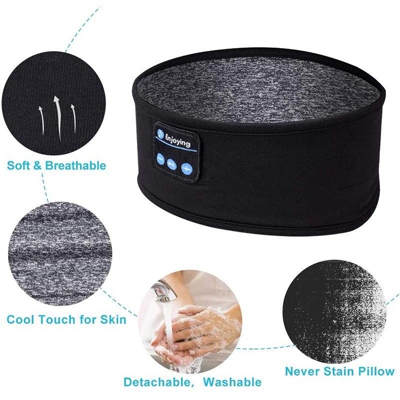 Wireless Headband Headphones Compatible with All Devices for Running Sleeping Music Black - Image 3
