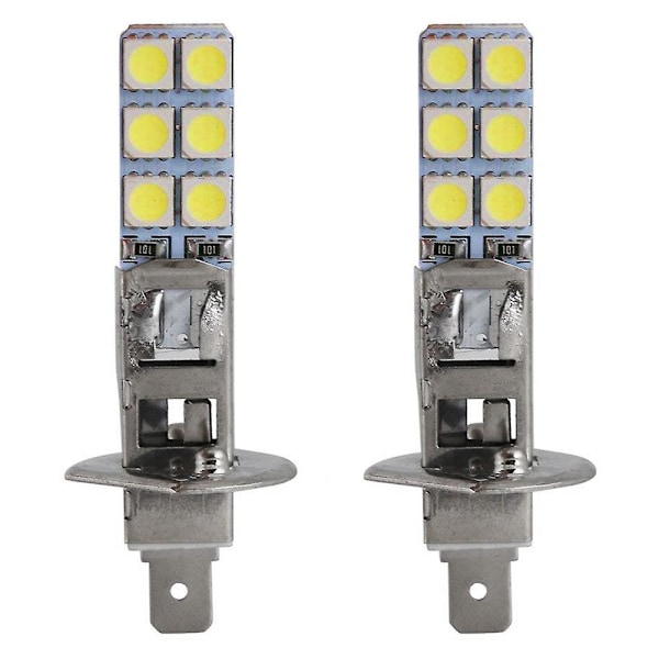 2 pcs H1 LED Headlight Bulbs Kit 6000K Super White 55W Fog Light with 12 SMD 5050 Chips - Image 3