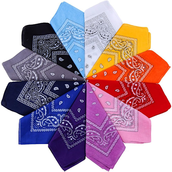 12 Pack Bandana Scarf 54x54cm Unisex Handkerchief 12 Colors - Image 1