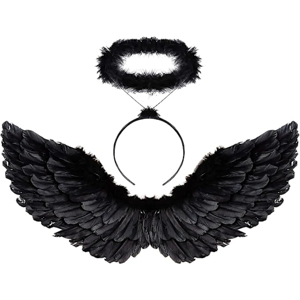 Halloween Devil Feather Wings for Kids Black Costume Accessories - Image 1