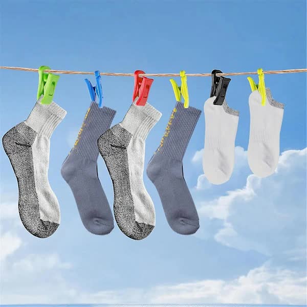 Sock Clips 60 Pack for Washing Machine and Dryer, Laundry Clips with Hooks, Sock Holder Set - Image 3